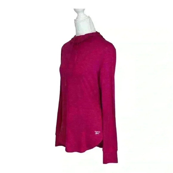 Reebok NWT Fired Up Marled Lightweight Hoodie Festival Fuschia Heather Women’s S - Picture 1 of 9